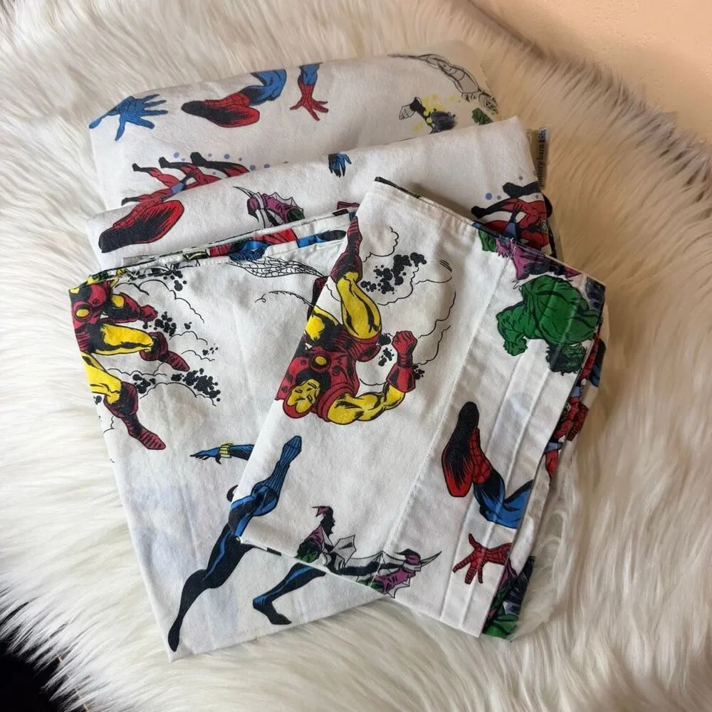 Pottery Barn Kids Marvel Comics Avengers Full Sheet Set-Flat Fitted 2 Pillowcase